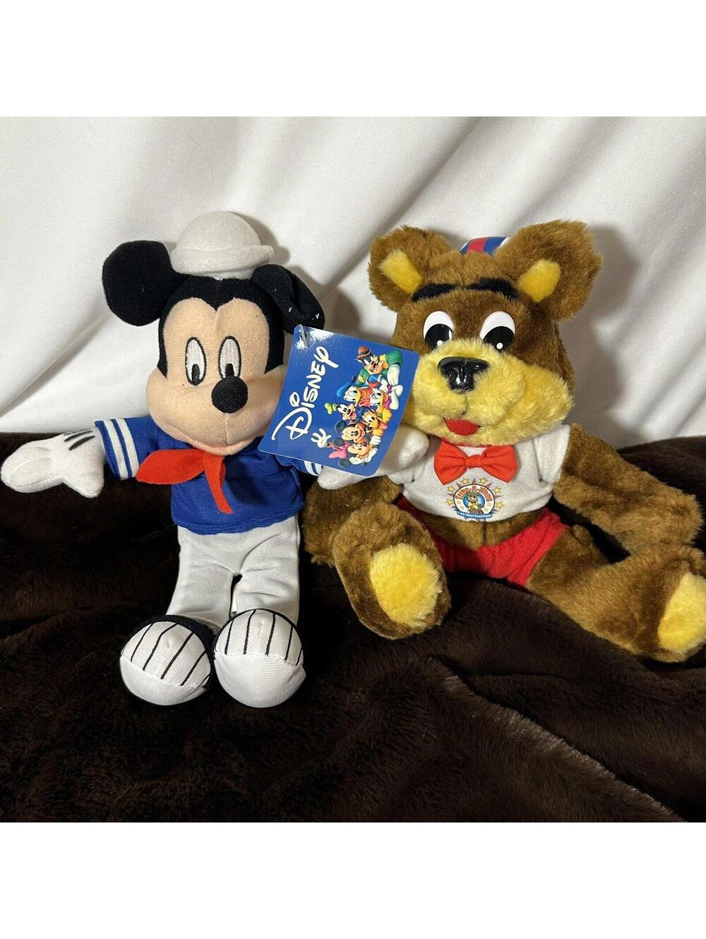 Toy Factory Disney 9" Stuffed Plush Mickey Mouse w/ Tag And Trike-A-Thon Bear